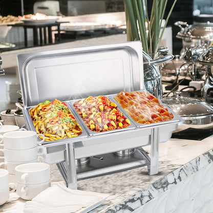 SOGA 4X Stainless Steel Chafing Triple Tray Catering Dish Food Warmer • LUZ-ChafingDish56083X4