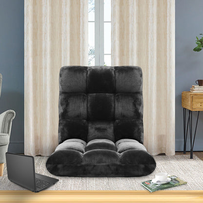 SOGA 2X Floor Recliner Folding Lounge Sofa Futon Couch Folding Chair Cushion Black • LUZ-LoungeChairBlackX2