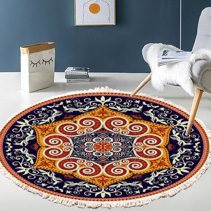 SOGA 2X 90cm Round Mandala Ethnic Style Round Carpet, Anti-slip Doormat, Home Decor • LUZ-CarpetRAG7X2