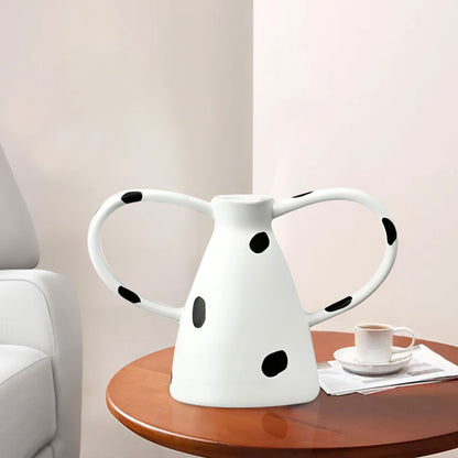SOGA 2X 23.5x11cm Ornament Vase with Polka Dot Handicraft Decorations in Living Room Home Decor • LUZ-Ornament2918X2