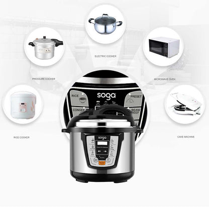 SOGA Electric Stainless Steel Pressure Cooker 10L 1600W Multicooker 16 • LUZ-16ElectricPressureCooker10L
