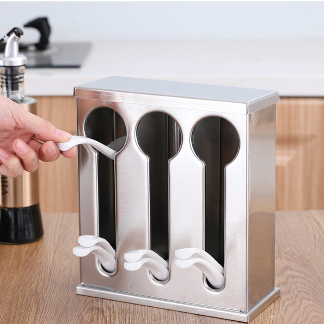 SOGA Stainless Steel Buffet Restaurant Spoon Utensil Holder Storage Rack 3 Holes • LUZ-CutleryHolder4630