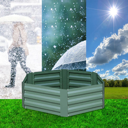 SOGA 60cm Hexagon Shape Galvanised Raised Garden Bed Vegetable Herb Flower Outdoor Planter Box • LUZ-MetalBGre520