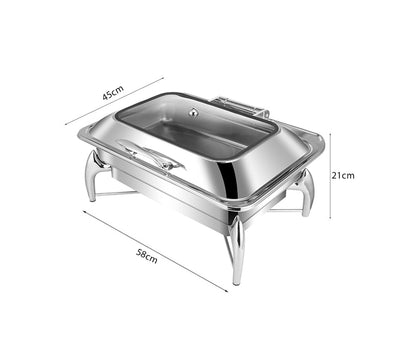 SOGA Stainless Steel Rectangular Chafing Dish Tray Buffet Cater Food Warmer Chafer with Top Lid LUZ-ChafingDish2103