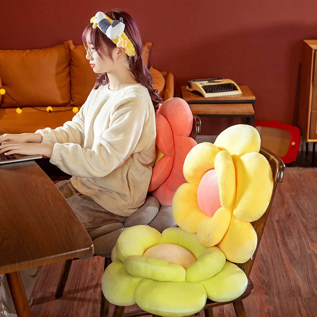 SOGA 2X Beige Double Flower Shape Cushion Soft Bedside Floor Plush Pillow Home Decor • LUZ-SCushion005X2