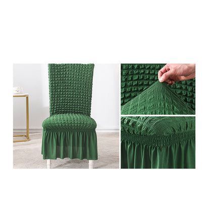 SOGA Dark Green Chair Cover Seat Protector with Ruffle Skirt Stretch Slipcover Wedding Party Home Decor • LUZ-Chaircov23C
