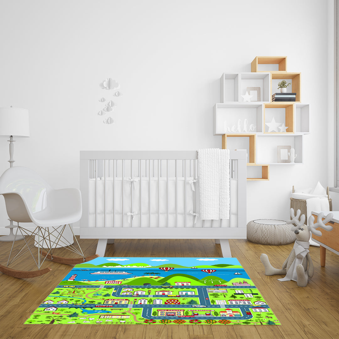 SOGA 2X 120cm Kids Rug Street Map Play Mat, Educational Baby Theme Park Area Rugs • LUZ-KidCarpet603X2