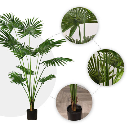SOGA 2X 180cm Artificial Natural Green Fan Palm Tree Fake Tropical Indoor Plant Home Office Decor • LUZ-APlantSKS18010X2