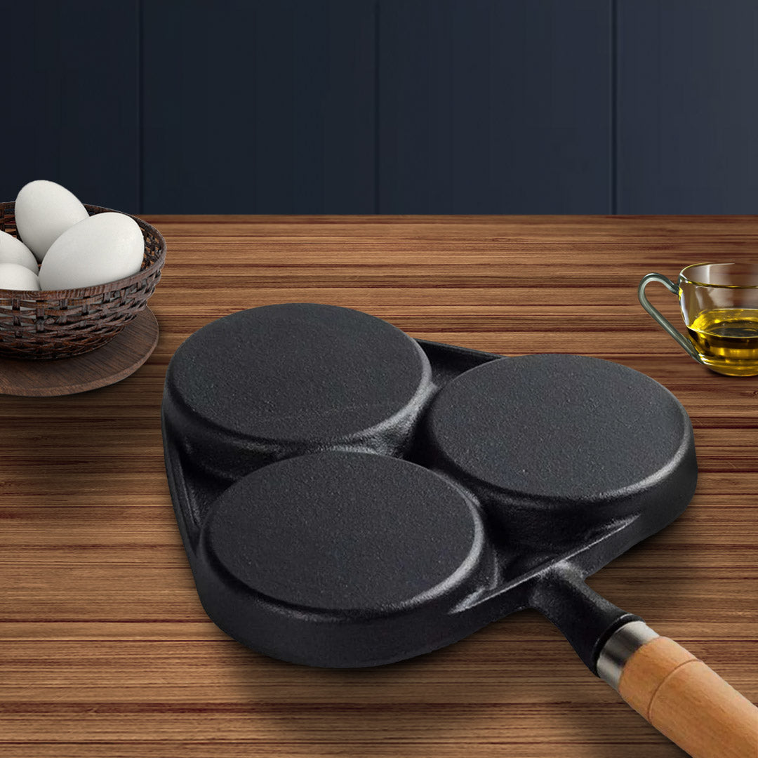 SOGA 3 Mold Cast Iron Breakfast Fried Egg Pancake Omelette Fry Pan • LUZ-ZPaiB4