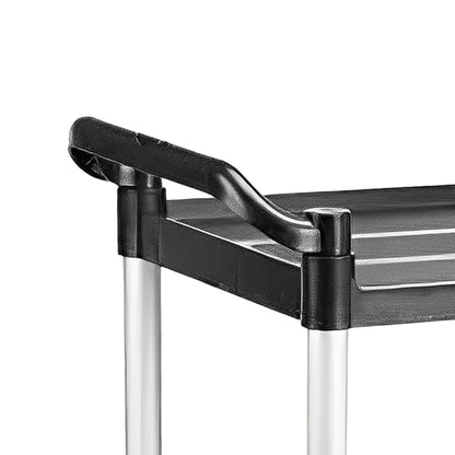 SOGA 2X 2 Tier Food Trolley Portable Kitchen Cart Multifunctional Big Utility Service with wheels 950x500x640mm Black • LUZ-FoodCart1520X2