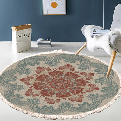 SOGA 2X 90cm Mandala Round Rug Boho Design Hippie Area Rug Anti-slip Doormat, Home Decor • LUZ-CarpetYH58X2