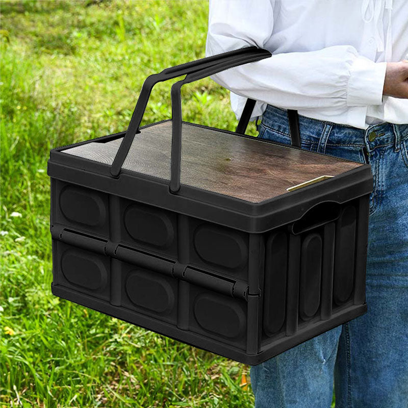 SOGA 34.5 cm 18L Black Car & Camping Foldable Storage Box Crate Stackable Container with Handle • LUZ-StorageBox3707