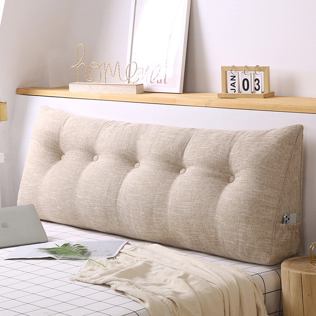 SOGA 4X 180cm Beige Triangular Wedge Bed Pillow Headboard Backrest Bedside Tatami Cushion Home Decor • LUZ-PillowFab180BeigeX4