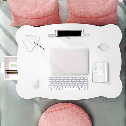 SOGA 2X White Portable Bed Table Adjustable Folding Mini Desk With Mini Drawer and Cup-Holder Home Decor • LUZ-BedTableM666X2