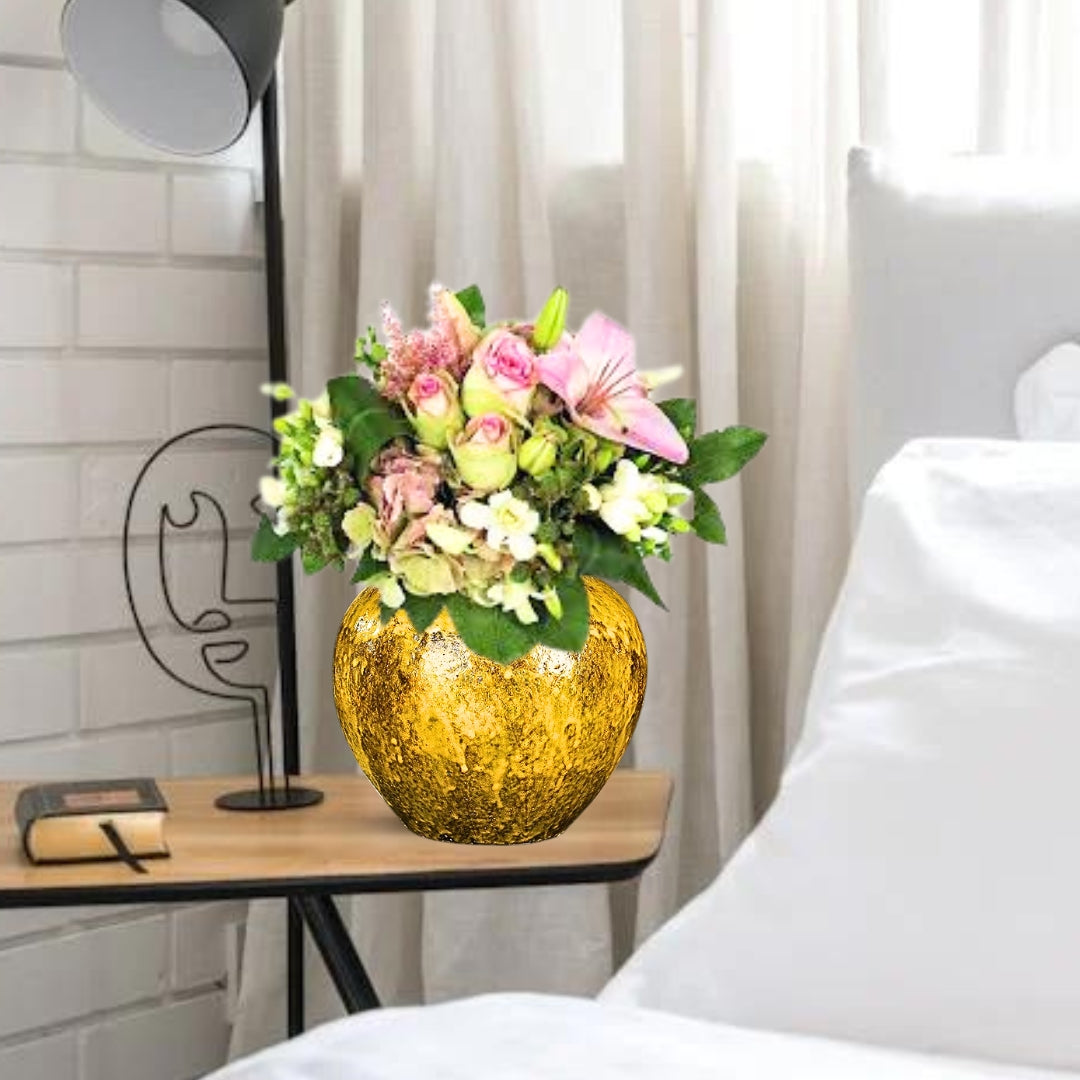 SOGA 21x22cm Yellow Small Ceramic Flower Vase Elegant Living Room Home Decor • LUZ-Vase804
