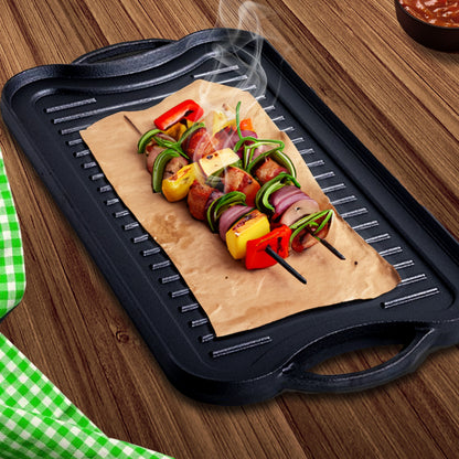 SOGA 50.8cm Cast Iron Ridged Griddle Hot Plate Grill Pan BBQ Stovetop • LUZ-ZPai009