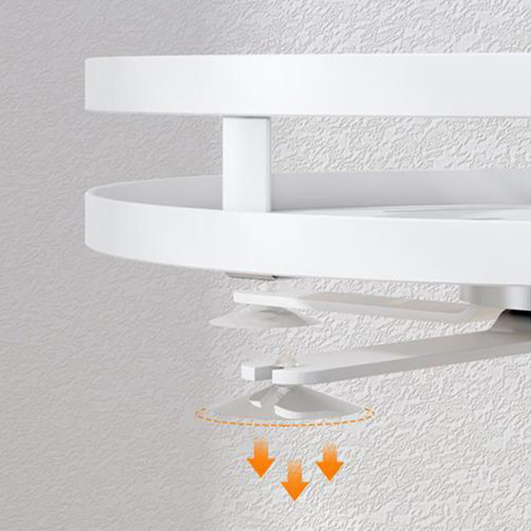 SOGA 2 Tier Steel White Round Rotating Multi-Function Kitchen Portable Storage Spice Seasoning Kitchen Countertop Organiser Shelf • LUZ-KitchenXY050WHT