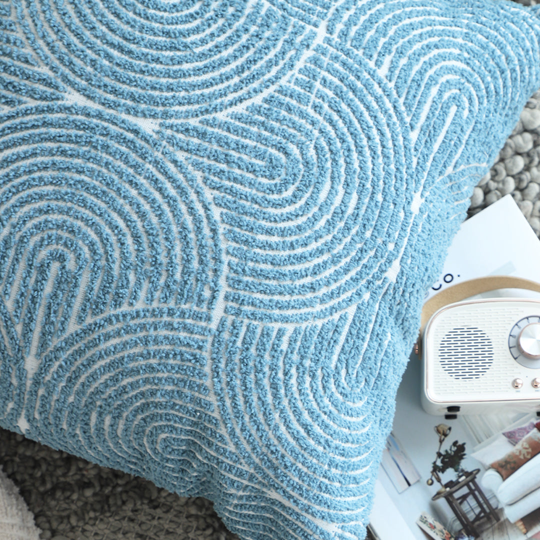 SOGA 2X 50cm Blue Throw Pillow Geometric Indoor and Outdoor Corded for Home Decor • LUZ-FrenchCushion319X2