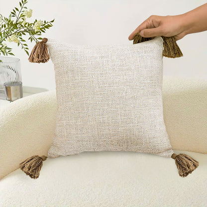 SOGA 50cm Beige Pillow Textured Throw Cover, Luxurious Rib Knit Ribbed Cotton Throw Pillow • LUZ-FrenchCushion203