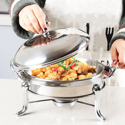 SOGA 4X Stainless Steel Gold Accents Round Buffet Chafing Dish Cater Food Warmer Chafer with Glass Top Lid • LUZ-ChafingDishSoupGoldX4