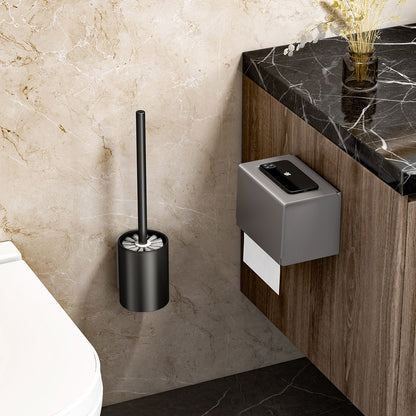 SOGA 27cm Wall-Mounted Toilet Brush with Holder Bathroom Cleaning Scrub Black • LUZ-TAN1043