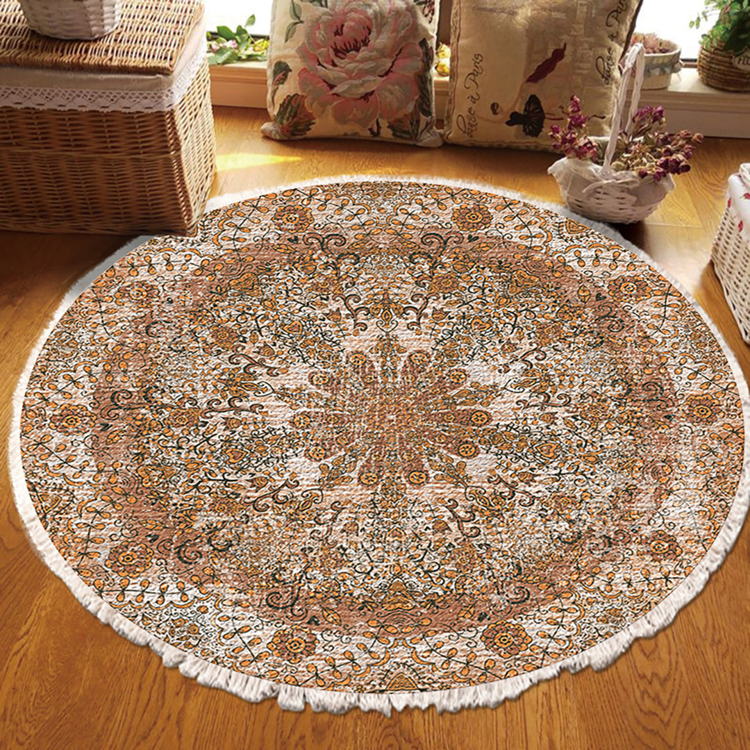 SOGA 2X 120cm Mandala Pattern Circle Area Rugs for Living Room Lounge, Anti-slip Doormat, Home Decor • LUZ-CarpetYH24X2