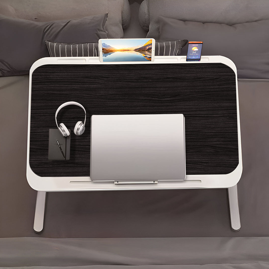 SOGA 2X 70X45cm Black Small Laptop Bed Portable Foldable Study Table Adjustable • LUZ-BedTableA15X2