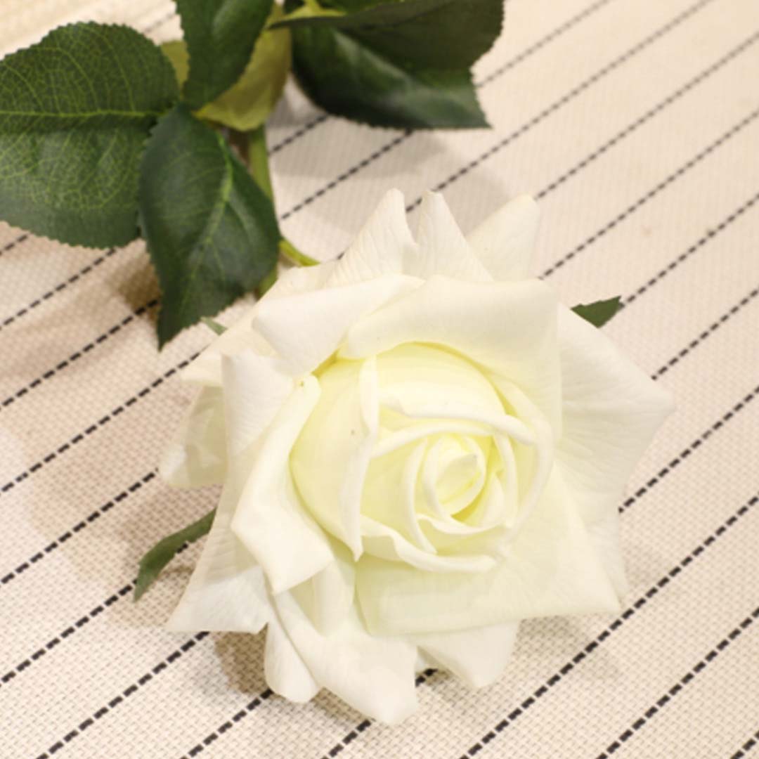 SOGA 12pcs Artificial Silk Flower Fake Rose Bouquet Table Decor White • LUZ-AFlower3H12White