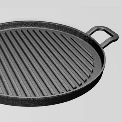 SOGA 30cm Ribbed Cast Iron Frying Pan Skillet Coating Steak Sizzle Platter • LUZ-ZPaiB7