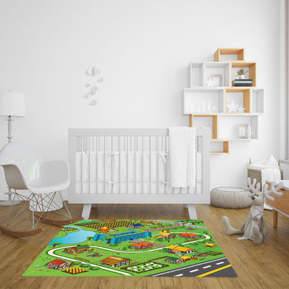 SOGA 2X 120cm Kids Rug Street Map Play Mat, Educational Baby Theme Park Area Rugs • LUZ-KidCarpet601X2