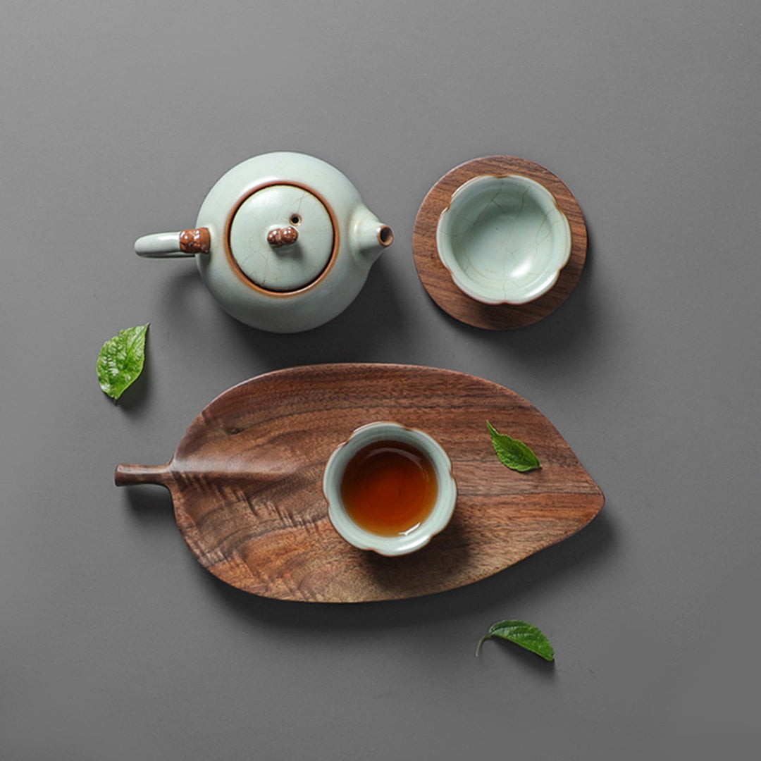 SOGA Set of 2 Walnut Leaf Shape Wooden Tray Food Charcuterie Serving Board Paddle Centerpiece Home Decor • LUZ-WodC212