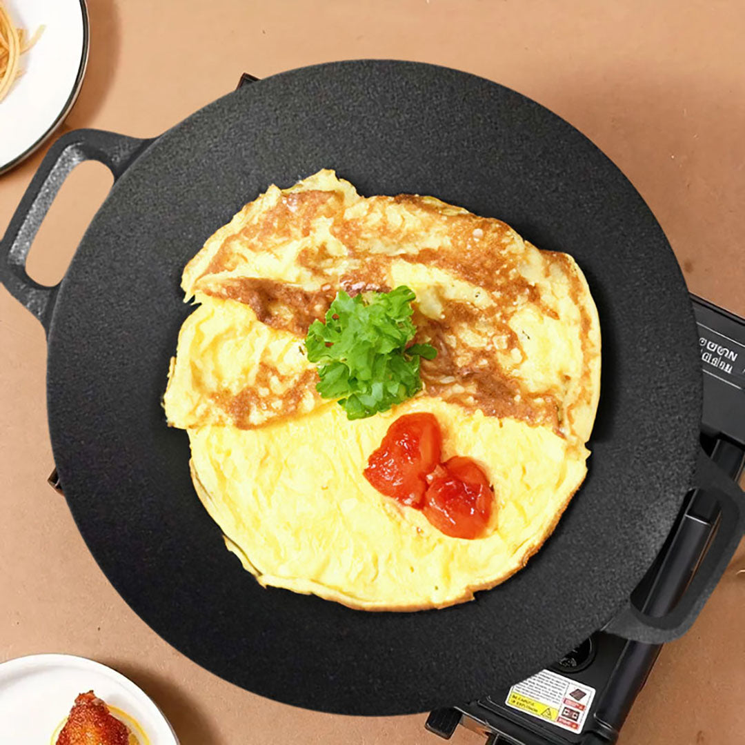SOGA 2X 40X33cm Cast Iron Induction Crepes Pan Baking Cookie Pancake Pizza Bakeware • LUZ-ZPai005X2