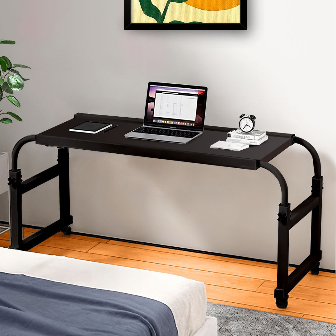 SOGA 120x45cm Black Cross Bed Movable Desk Table w/ Adjustble Length & Height • LUZ-SideTab29