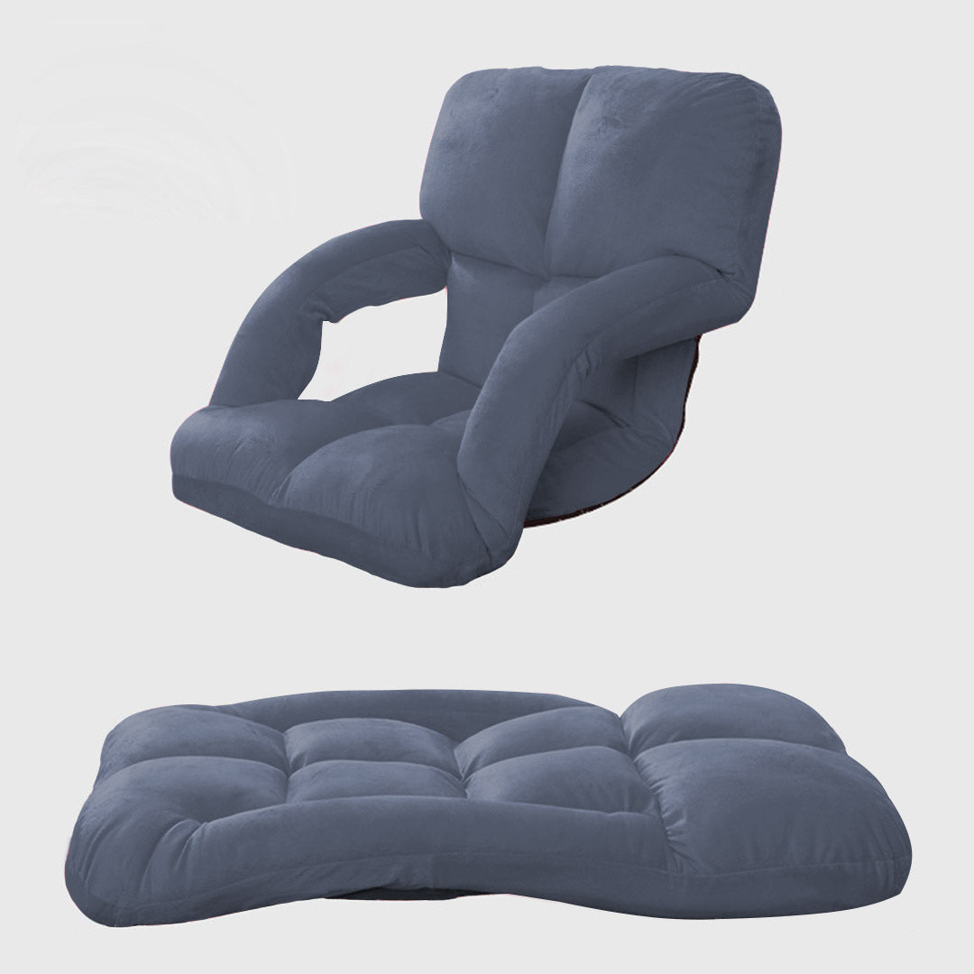 SOGA Foldable Lounge Cushion Adjustable Floor Lazy Recliner Chair with Armrest Grey • LUZ-LoungeKidGrey