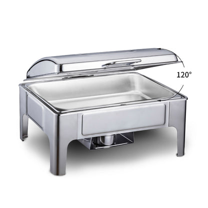 SOGA 2X 9L Rectangular Stainless Steel Soup Warmer Roll Top Chafer Chafing Dish Set with Glass Visual Window Lid • LUZ-ChafingDish0323X2