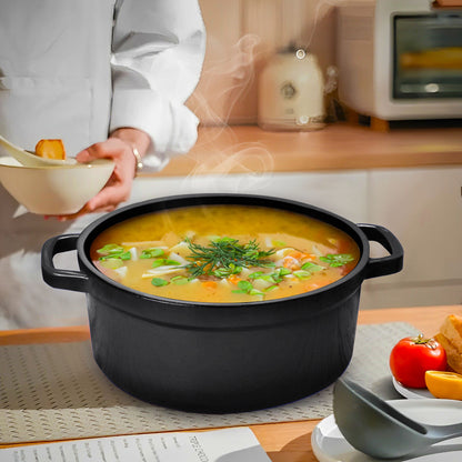 SOGA Cast Iron 24cm Stewpot Casserole Stew Cooking Pot With Lid 3.6L Black • LUZ-Stewpot24cmBlack