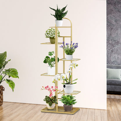 SOGA 5 Tier 6 Pots Gold Metal Plant Stand Flowerpot Display Shelf Rack Indoor Home Office Decor • LUZ-FPotH13
