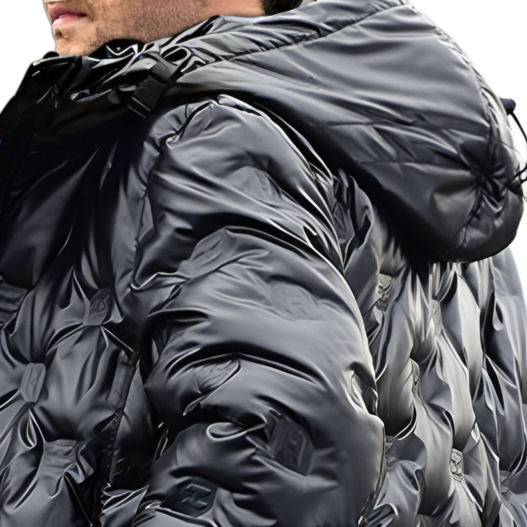 abbee Black 2XL Winter Hooded Glossy Overcoat Long Jacket Stylish Lightweight Quilted Warm Puffer Coat • LUZ-DJ-9809C