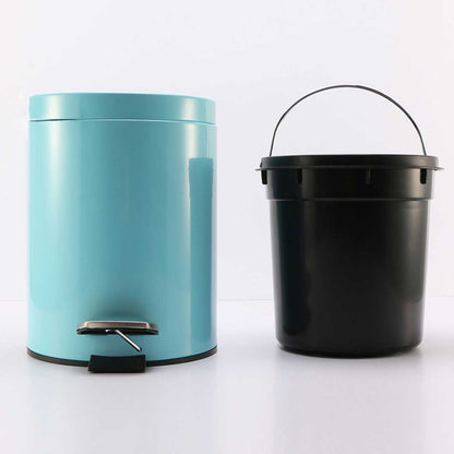SOGA 2X 12L Foot Pedal Stainless Steel Rubbish Recycling Garbage Waste Trash Bin Round Blue • LUZ-RubbishBinRound12LBlueX2