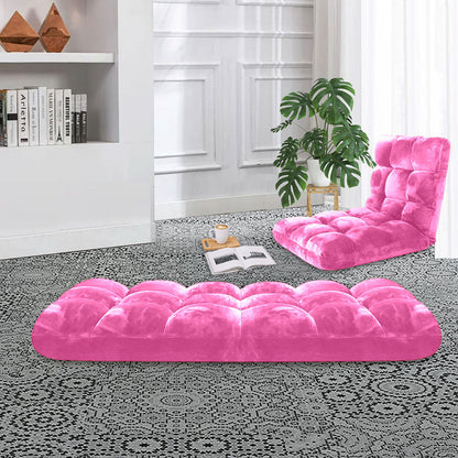 SOGA Floor Recliner Folding Lounge Sofa Futon Couch Folding Chair Cushion Light Pink • LUZ-LoungeChairLightPink