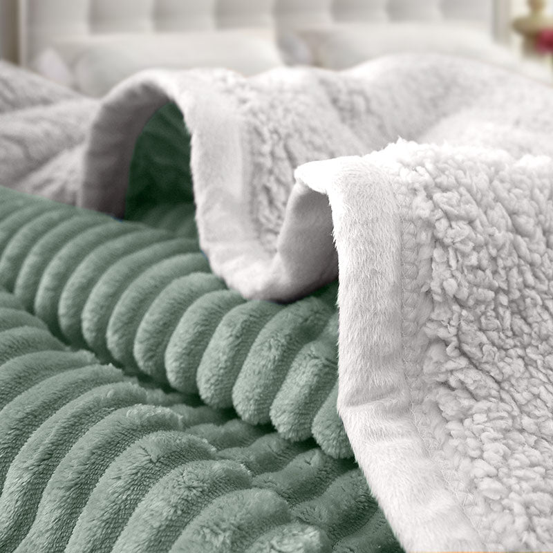 SOGA 2X Light Green Throw Blanket Warm Cozy Double Sided Thick Flannel Coverlet Fleece Bed Sofa Comforter • LUZ-Blanket307X2