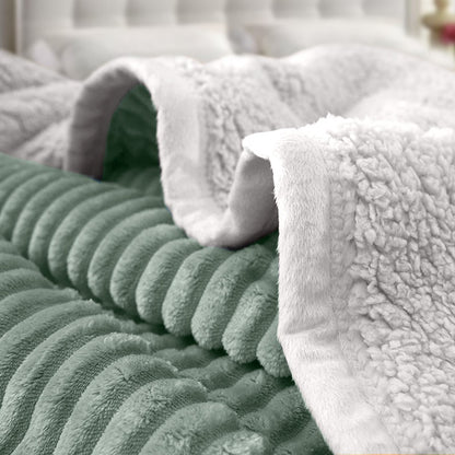 SOGA 2X Light Green Throw Blanket Warm Cozy Double Sided Thick Flannel Coverlet Fleece Bed Sofa Comforter • LUZ-Blanket307X2