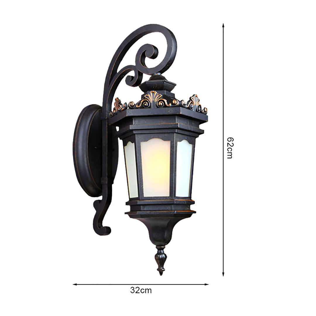 Vintage Lantern 2X 62cm Wall Light Elegant Aluminum & Glass Design Classic Outdoor Lighting Rustic Vintage Style • LUZ-Lamp320M2X2