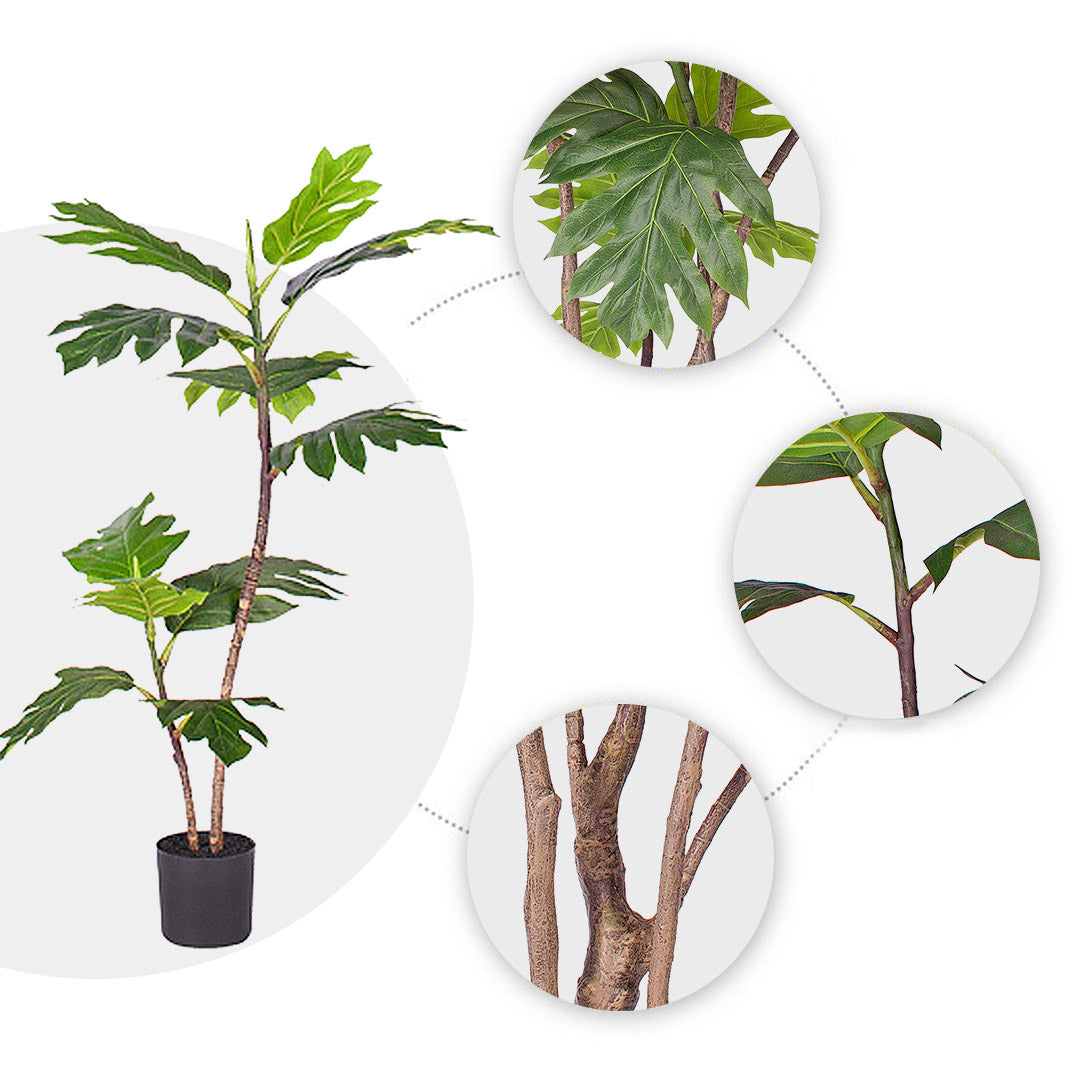 SOGA 90cm 2-Trunk Artificial Natural Green Split-Leaf Philodendron Tree Fake Tropical Indoor Plant Home Office Decor • LUZ-APlant90122Q