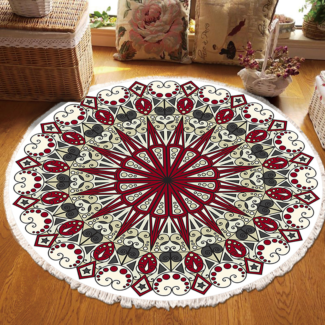 SOGA 120cm Mandala Modern Ethnic Tassel Print Anti-slip Doormat, Home Decor • LUZ-CarpetXLS13