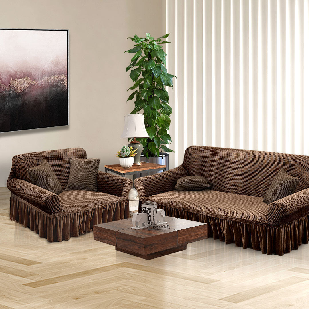 SOGA 2-Seater Coffee Sofa Cover with Ruffled Skirt Couch Protector High Stretch Lounge Slipcover Home Decor • LUZ-SofaCov2