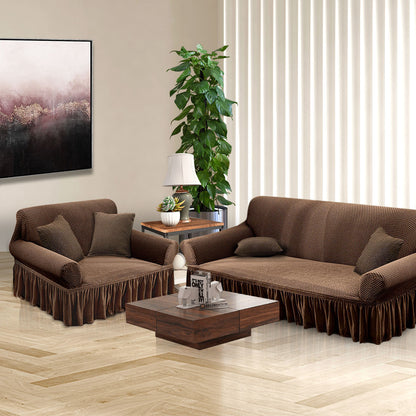 SOGA 2-Seater Coffee Sofa Cover with Ruffled Skirt Couch Protector High Stretch Lounge Slipcover Home Decor • LUZ-SofaCov2
