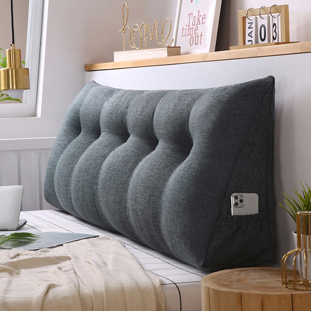 SOGA 4X 180cm Dark Grey Triangular Wedge Bed Pillow Headboard Backrest Bedside Tatami Cushion Home Decor • LUZ-PillowFab180GreyX4
