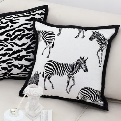 SOGA 2X 45cm Black and White Light  Luxury Zebra Cushion Decorative Square Pillow Living Room LUZ-FrenchCushion289X2