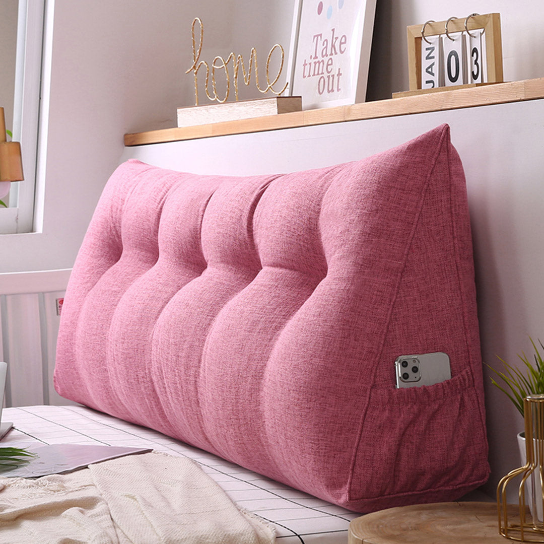 SOGA 4X 120cm Pink Triangular Wedge Bed Pillow Headboard Backrest Bedside Tatami Cushion Home Decor • LUZ-PillowFab120RedX4